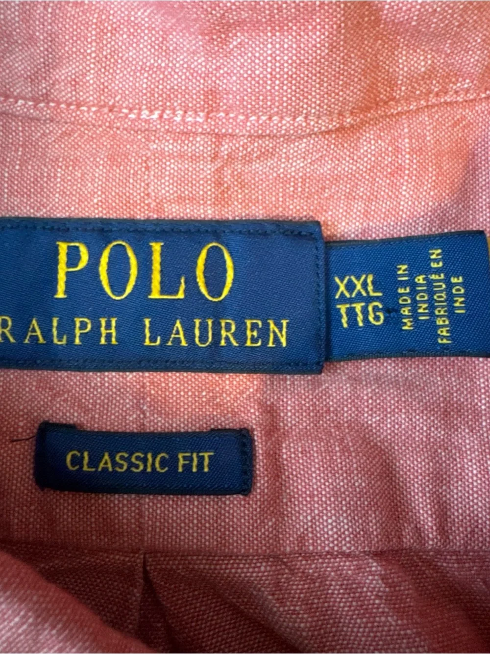 Polo Ralph Lauren Denim Shirt Mens XXL Red Chambray Classic Fit Flesh Pony 2XL